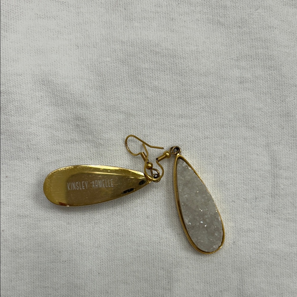 Kinsley Armelle Gold and Cream Teardrop Earrings